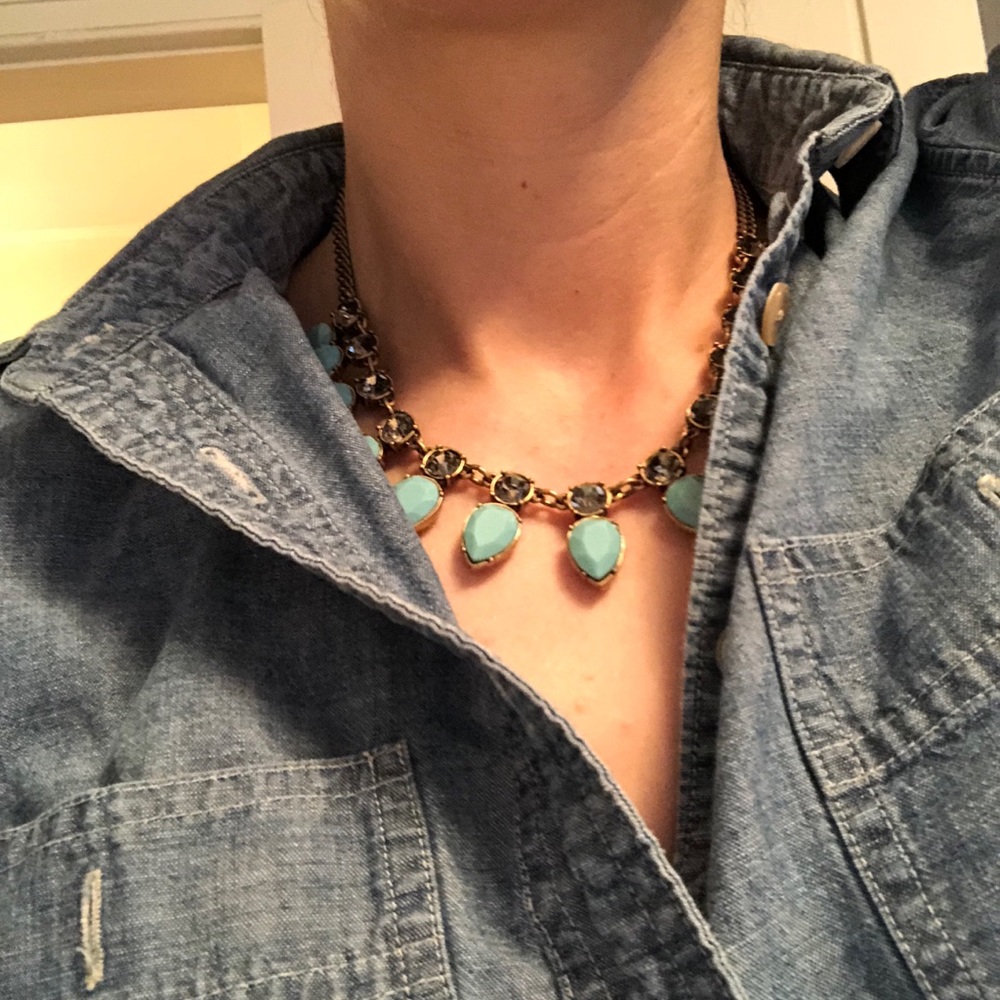 Jcrew turquoise and crystal necklace